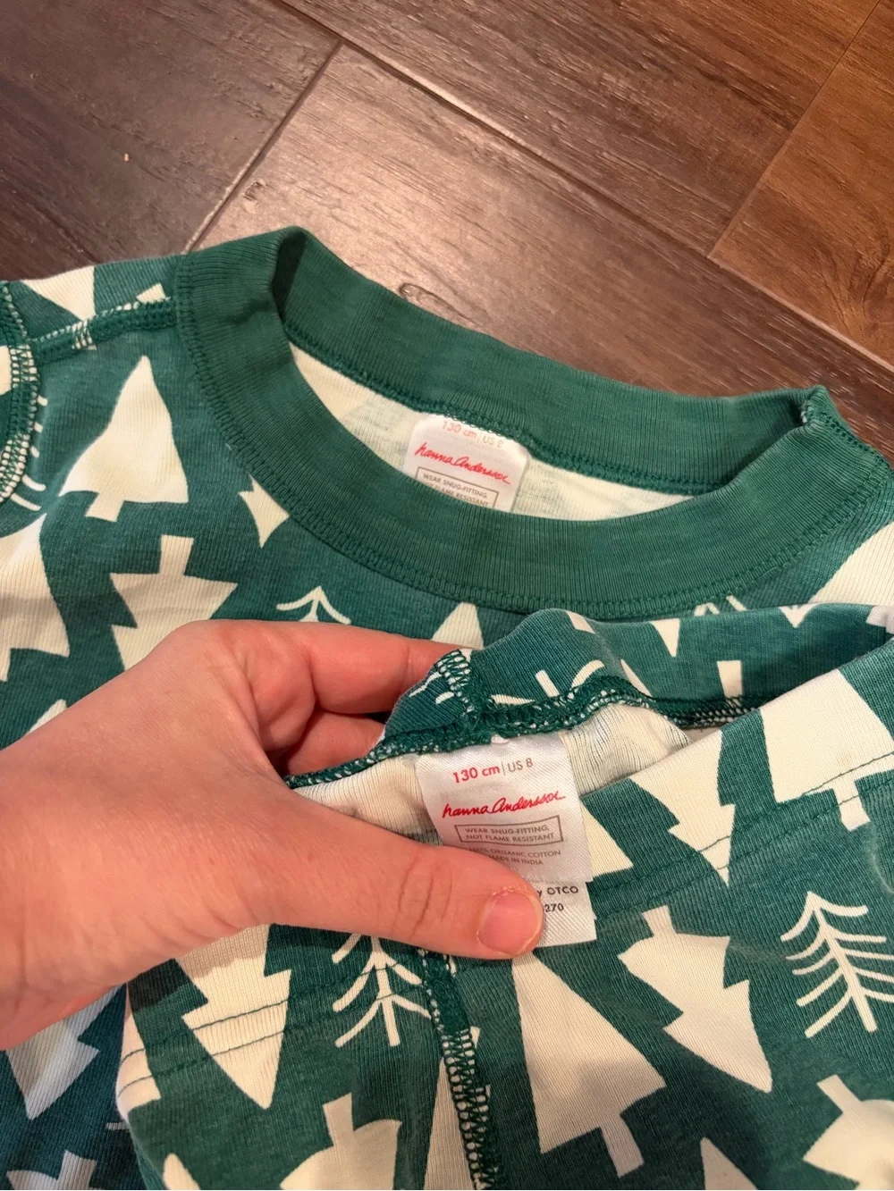 Hanna Andersson Girls Pajamas Size 8 Organic Cotton Christmas Trees
